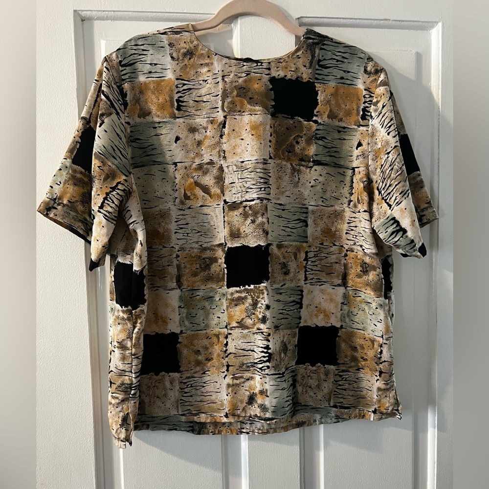 Vintage Jordan Black and Brown Casual Button Back Boxy Shirt